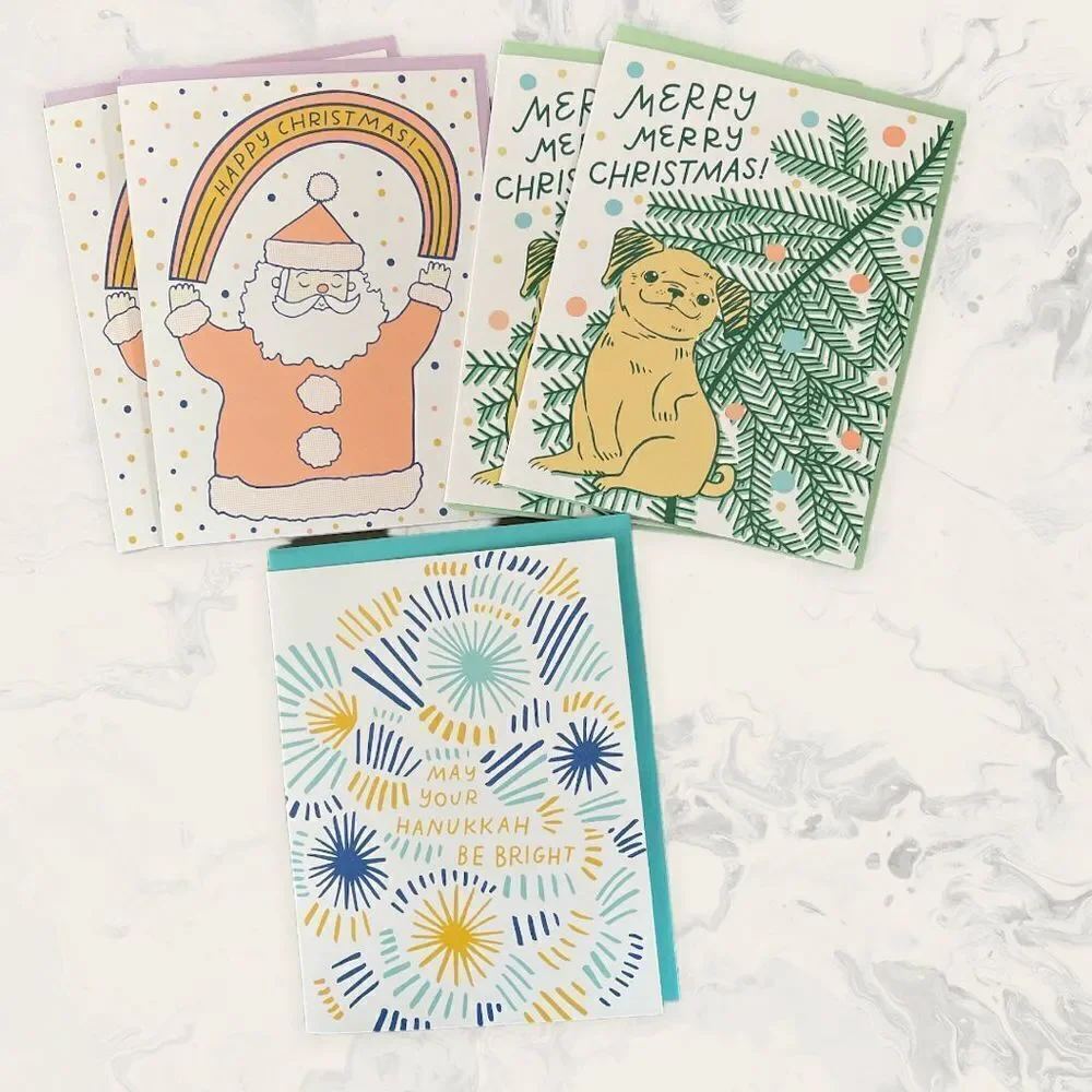 NWOT Set of 5 Christmas Greeting Cards - size 4” x 5 1/2” - multicolor